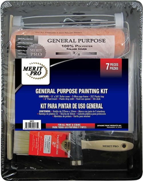 Merit Pro 00575 3/8" General Purpose Roller Kit w/Plastic Tray - 7PC