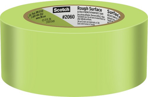 3M 2060-48A-BK 1.88" x 60yd (48mm) Green Scotch Masking Tape for Hard-to-Stick Surfaces