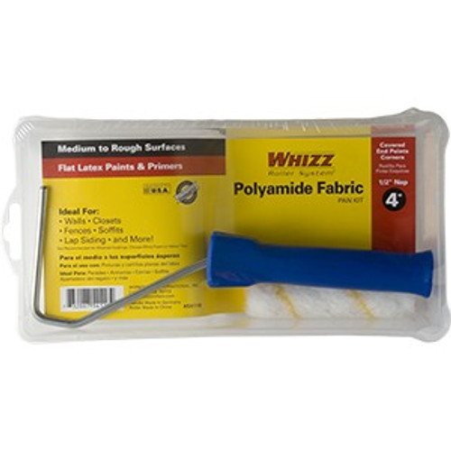 Whizz 54118 4" Premium Gold Stripe 1/2" Nap Roller Pan Set