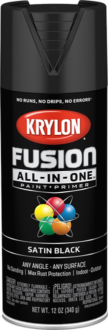 Krylon K02732007 12 oz. Satin Black Fusion All-In-One Spray