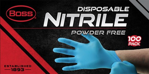 Boss B21041-M 4 Mil Medium Blue Nitrile Disposable Gloves 100pk