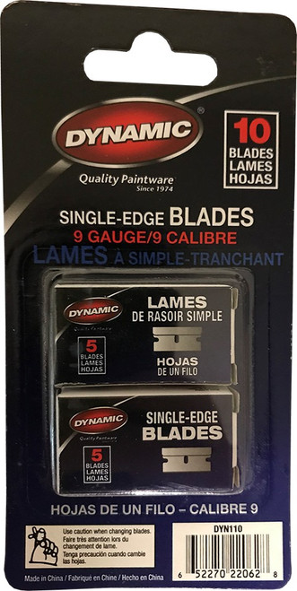 Dynamic DYN110 10 Single Edge Razor Blades, Carded, .009"