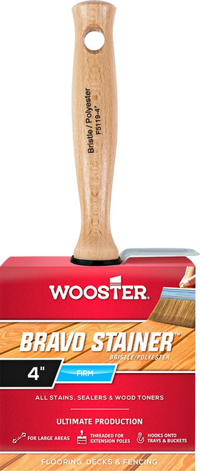 Wooster F5119 4" Bravo Stainer Bristle Polyester Stain Brush