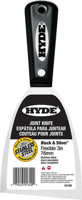 Hyde 01340 3" Black & Silver Stainless Flex Joint Knife