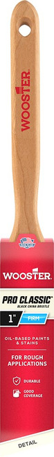 Wooster Z1293 1" Pro Classic Black China Firm Bristle Angle Sash Paint Brush