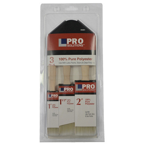 1", 2", 1.5" Pro Solutions 24251 Polyester Paint Brush Set, 3-Piece