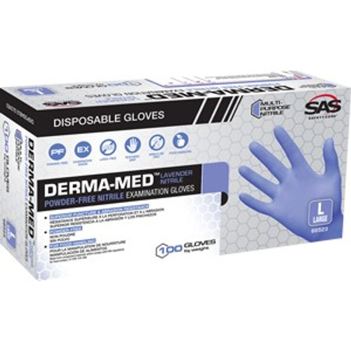 SAS 66524 XL 4mil Derma-Med Blue Nitrile Disposable Gloves w/12" Cuff Powder Free (100pk)