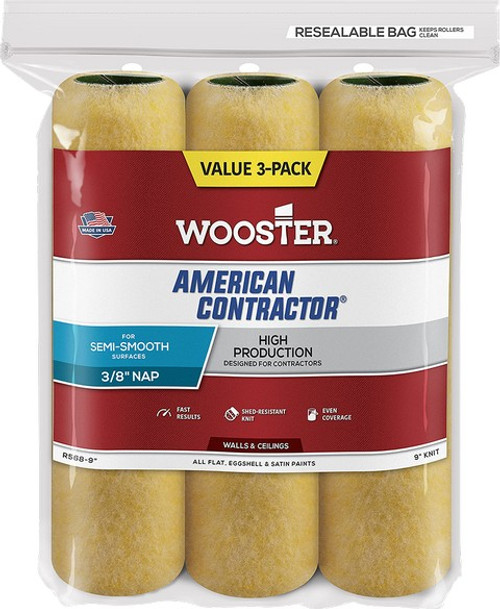 Wooster R568 9" x 3/8" Nap American Contractor Roller Cover (3pk)