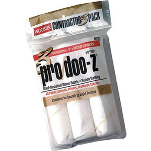 Wooster RR723 9" x 3/8" Nap Pro/Doo-Z Roller Cover (3pk)