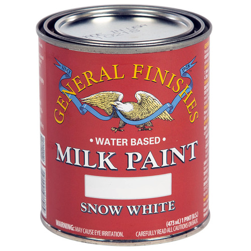 1 Pt General Finishes PSW Snow White Milk Paint Interior / Exterior Paint, Satin