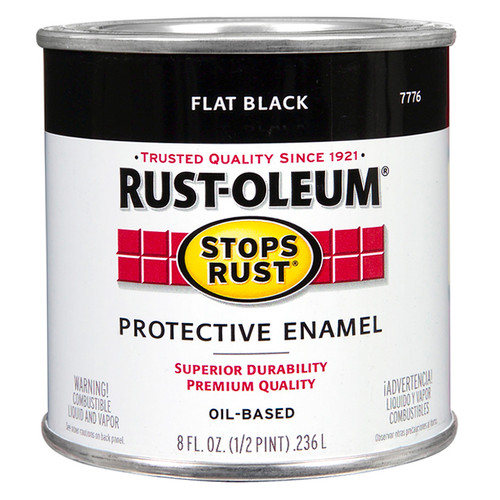 1/2 Pt Rust-Oleum 7776730 Black Stops Rust Protective Enamel, Flat