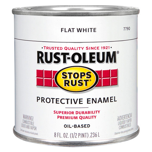 1/2 Pt Rust-Oleum 7790730 White Stops Rust Protective Enamel, Flat