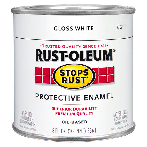 1/2 Pt Rust-Oleum 7792730 White Stops Rust Protective Enamel