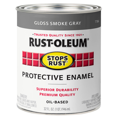 1 Qt Rust-Oleum 7786502 Smoke Gray Stops Rust Protective Enamel, Gloss - Case of 2
