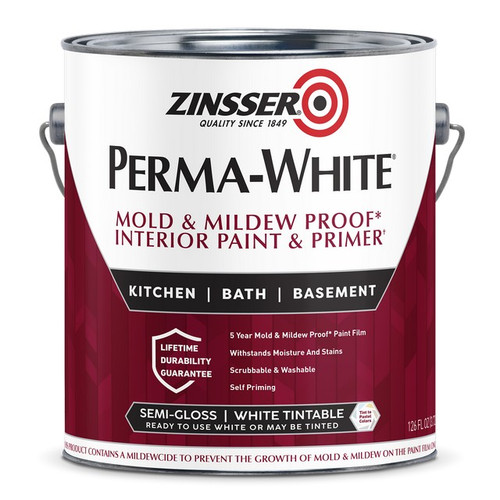 1 Gal Zinsser 02761 White Perma White Mold & Mildew Proof Interior Paint Semi-Gloss