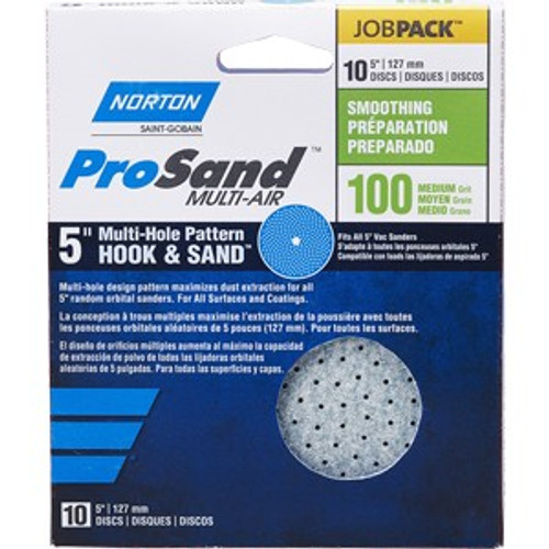 Norton 03222 5" P100C ProSand Multi-Air Cyclonic Paper H&L Vac Disc 10Pk