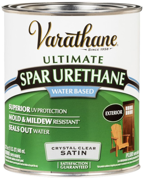 1 Qt Rust-Oleum 250241H Clear Varathane Water-Based Exterior Ultimate Spar Urethane, Satin