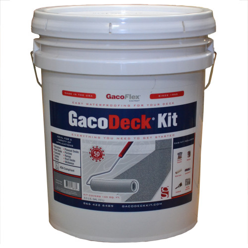 3.5 Gal Gaco DK02 Pewter GacoDeck Water-Based Elastomeric Top Coat Kit