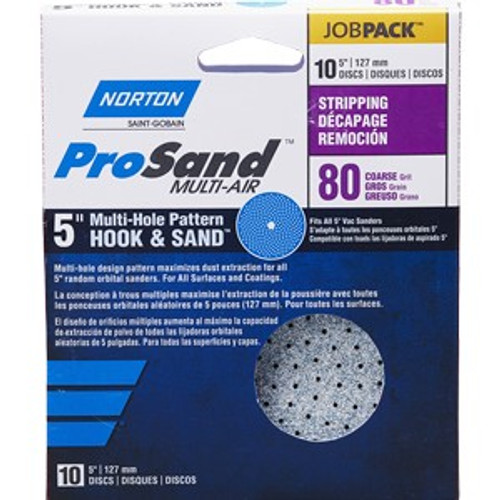 Norton 03223 5" P80C ProSand Multi-Air Cyclonic Paper H&L Vac Disc 10Pk