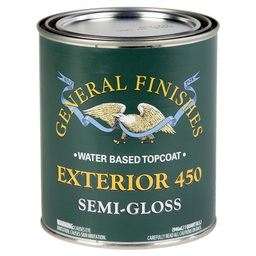 1 Qt General Finishes QXSG Clear Exterior 450 Topcoat Water-Based Topcoat, Semi-Gloss
