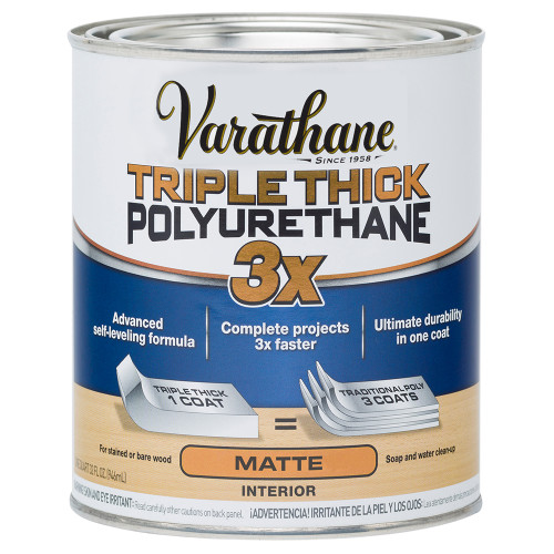 1 Qt Rust-Oleum 304588 Clear Varathane Triple Thick Polyurethane, Matte