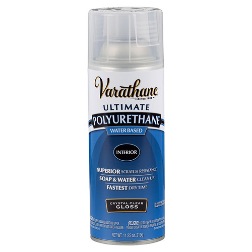 11.25 Oz Rust-Oleum 200081 Crystal Clear Varathane Water-Based Interior Polyurethane Spray, Gloss
