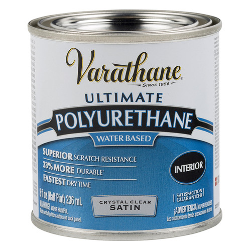 1/2 Pt Rust-Oleum 200261H Crystal Clear Varathane Water-Based Interior Polyurethane, Satin