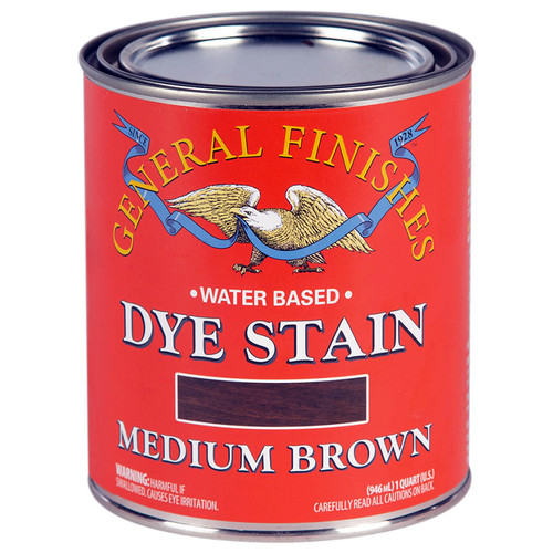 1 Qt General Finishes DQM Medium Brown Dye Stain Water-Based Wood Stain