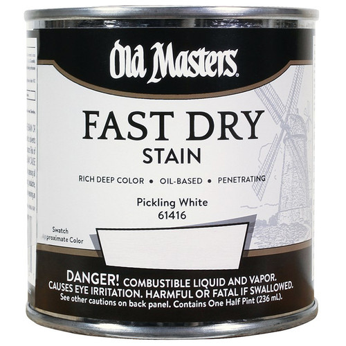 1/2Pt Old Masters 61416 Pickling White Fast Dry Stain Interior Oil-Based Wood Stain
