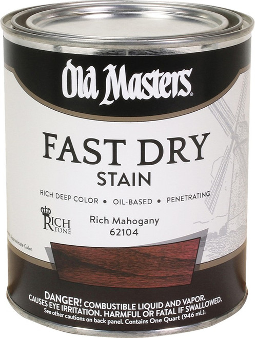 1 Qt Old Masters 62104 Rich Mahogany Fast Dry Stain Interior Oil-Based Wood Stain