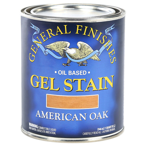 1 Qt General Finishes OQ American Oak Gel Stain Oil-Based Heavy Bodied Stain - Case of 8