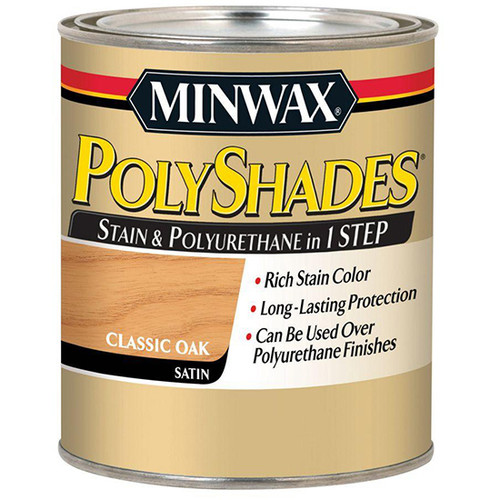 1/2 Pt Minwax 21370 Classic Oak PolyShades Wood Stain And Polyurethane Satin - Case of 4