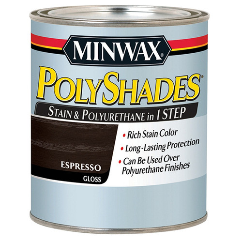 1/2 Pt Minwax 21497 Espresso PolyShades Wood Stain And Polyurethane Gloss