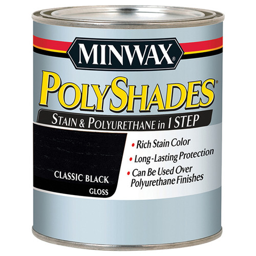 1 Qt Minwax 61495 Classic Black PolyShades Wood Stain And Polyurethane Gloss - Case of 4