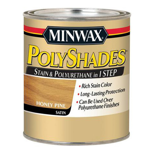 1 Qt Minwax 61310 Honey Pine PolyShades Wood Stain And Polyurethane Satin - Case of 4
