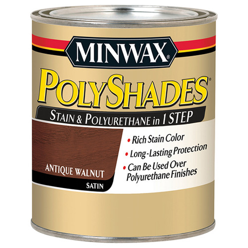 1 Qt Minwax 61340 Antique Walnut PolyShades Wood Stain And Polyurethane Satin