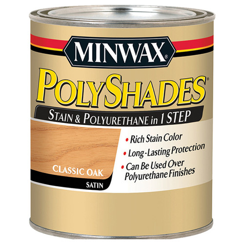1 Qt Minwax 61370 Classic Oak PolyShades Wood Stain And Polyurethane Satin
