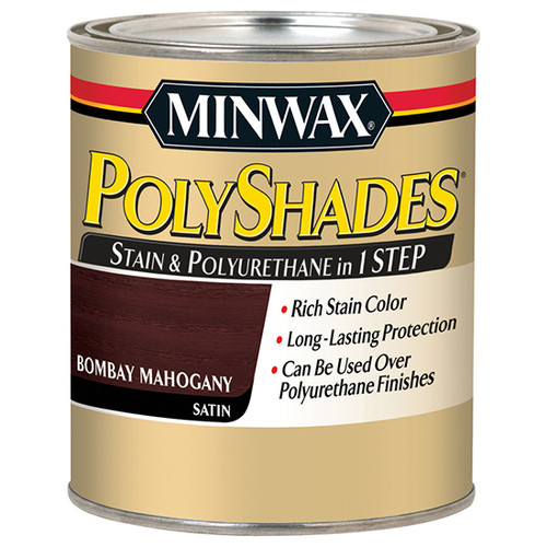 1 Qt Minwax 61380 Bombay Mahogany PolyShades Wood Stain And Polyurethane Satin
