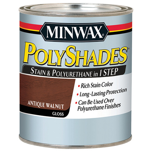 1 Qt Minwax 61440 Antique Walnut PolyShades Wood Stain And Polyurethane Gloss
