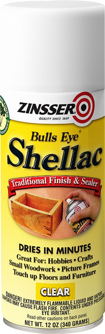 12 Oz Zinsser 408 Clear Bulls Eye Shellac Finish and Sealer Spray