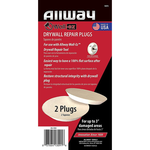 Allway WEP2 Wall-ez Quick and Simple Drywall Patch Repair Plug, 2-Pack