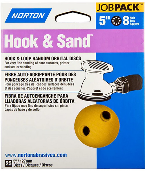 5" Norton 49222 Hook & Sand 8-Hole Sanding Disc, P100-Grit, 25-Pack