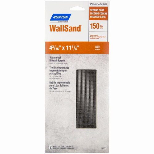 4-3/16" x 11-1/4" Norton 68320 WallSand Die-Cut Drywall Sanding Screen 150-Grit, 2-Pack