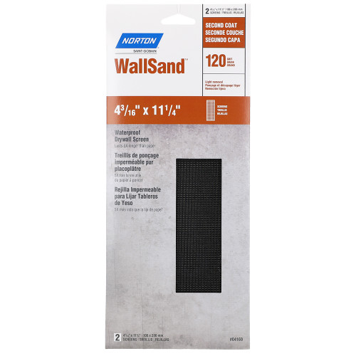 4-3/16" x 11-1/4" Norton 21767 WallSand Die-Cut Drywall Sanding Screen 120-Grit, 2-Pack