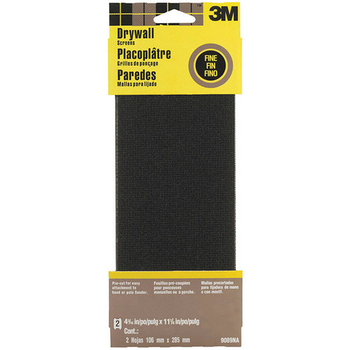 4-3/8" x 11-1/4" 3M 9089 Drywall Abrasives Drywall Sanding Screens, Fine, 2-Pack