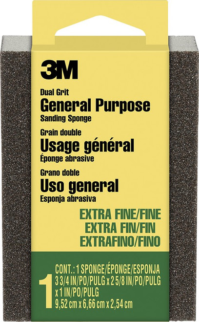 3M 907-ESF 3-3/4" x 2-5/8" x 1" Ex-Fine/Fine Sanding Sponge