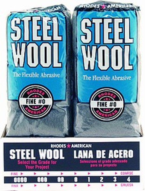 Rhodes American 106603-06 Grade 0 Steel Wool 16 Pad Poly Sleeve