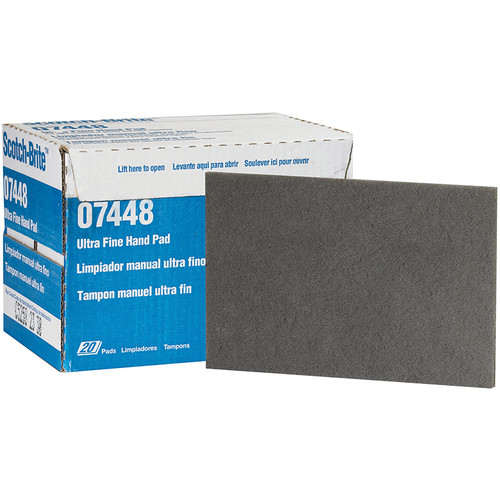 9" x 6" 3M 07448 Gray Scotch-Brite Ultra Fine Hand Pads, 20-Pack