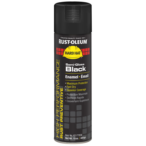 15 Oz Rust-Oleum V2177838 Black High Performance Enamel Spray Paint, Semi-Gloss