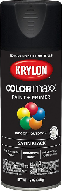 Krylon K05557007 12oz Satin Black COLORmaxx Spray Paint